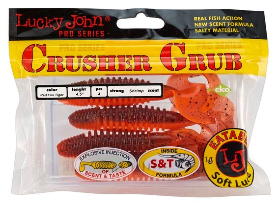 Твистеры съедобные LJ Pro Series CRUSHER GRUB 4,5in (11,4 см), цв. T48, 4 шт.