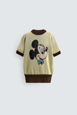 ZARA X DISNEY ТРИКОТАЖНАЯ ФУТБОЛКА MICKEY MOUSE, ЖЕЛТЫЙ