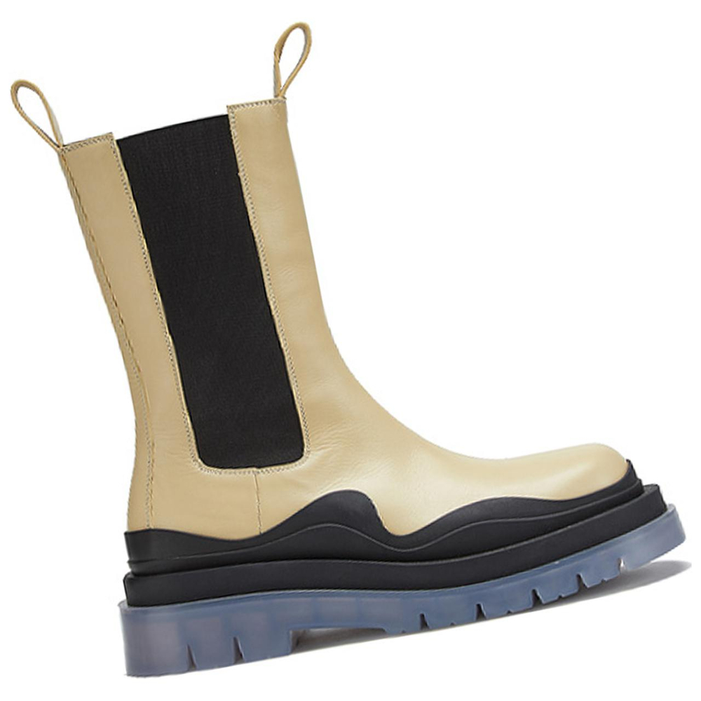 Bottega Veneta Tire Chelsea BV Top Grain Cow Leather Short Chelsea Boots Women"s Milk White