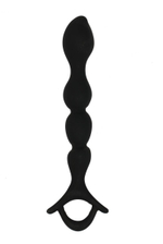 Черный силиконовый анальный стимулятор с ограничителем - 16 см. (Цвет: черный)