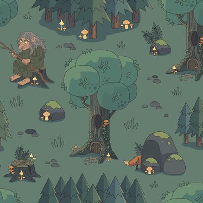 Скандинавская ведьма в сказочном лесу