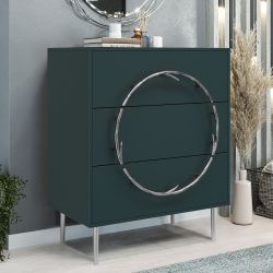 Комод Арт Колор matte Стайл Сильвер с 3 ящиками Зеленый бирюзовый матовый
