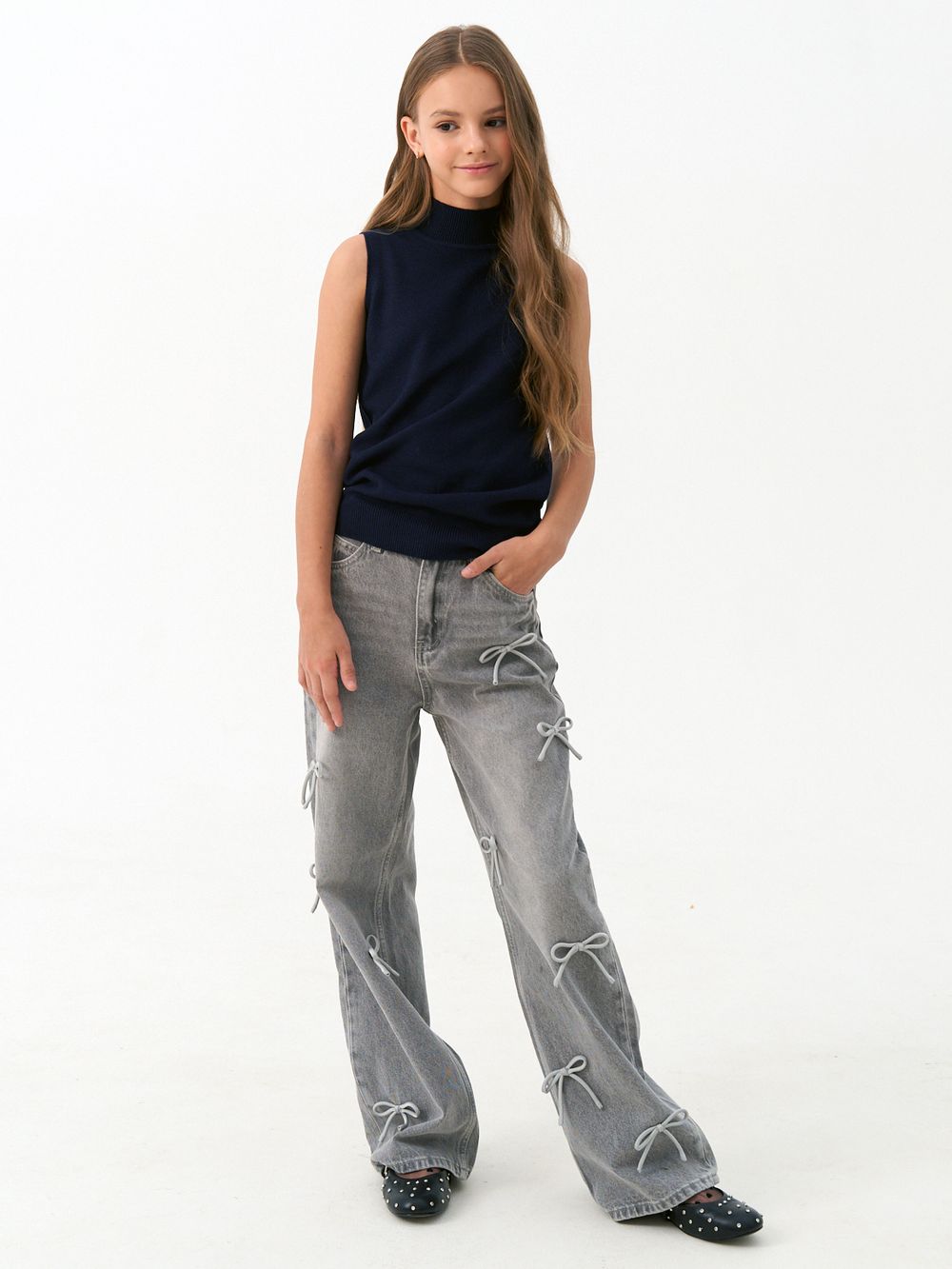 Джемпер топ с горлом 1208 синий