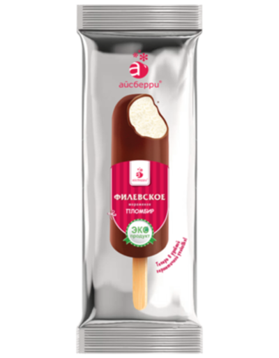 Мороженое Филевское пломбир ванильный в шоколадной глазури, круглое эскимо, 80г