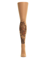 Колготки с принтом в виде битвы всадников (Размер: S-M-L) (Цвет: бежевый)