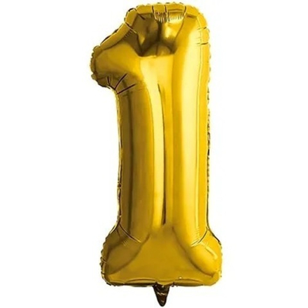 Шар-цифра фигурная "1" золото (1207-2772)надутая гелием 40"(100см)