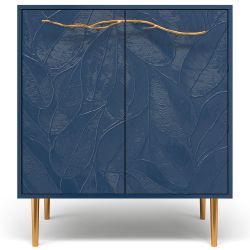 Комод Арт Колор leaves Стайл Голд с 2 полками Королевский синий