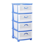 Комод "Ромашка" 4 секции, темно-голубой / белый РП-431