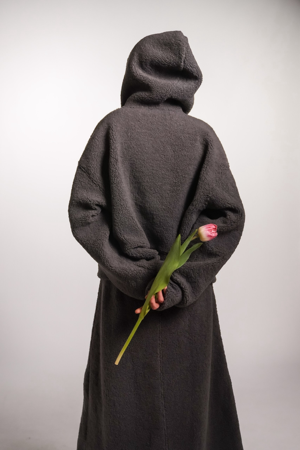 Юбка-трапеция из плюшевой ткани, графит