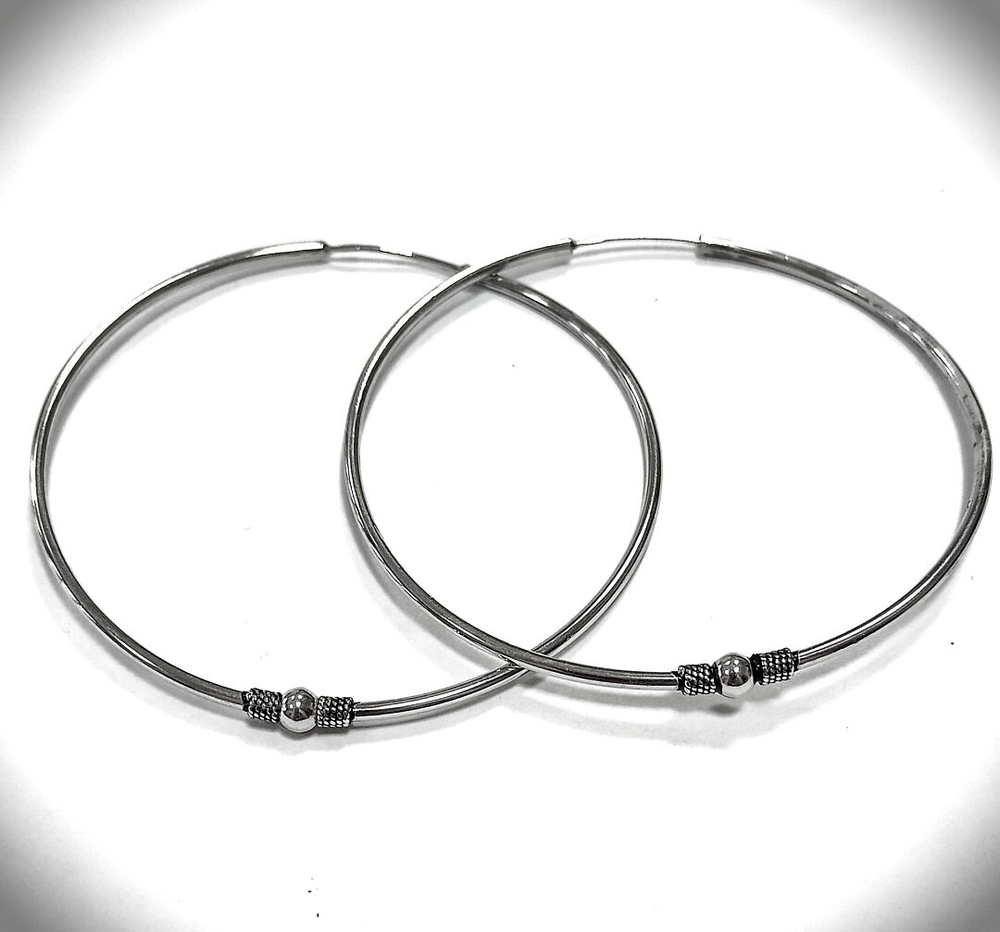 Серьги-конго "Эстерелла" 60мм, серебро 925, родированные, С-60060