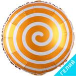 Шар Falali круг 18" с рисунком Леденец спираль Оранжевый #13374