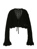 Женский Кардиган Black Tie Front Frill Crochet