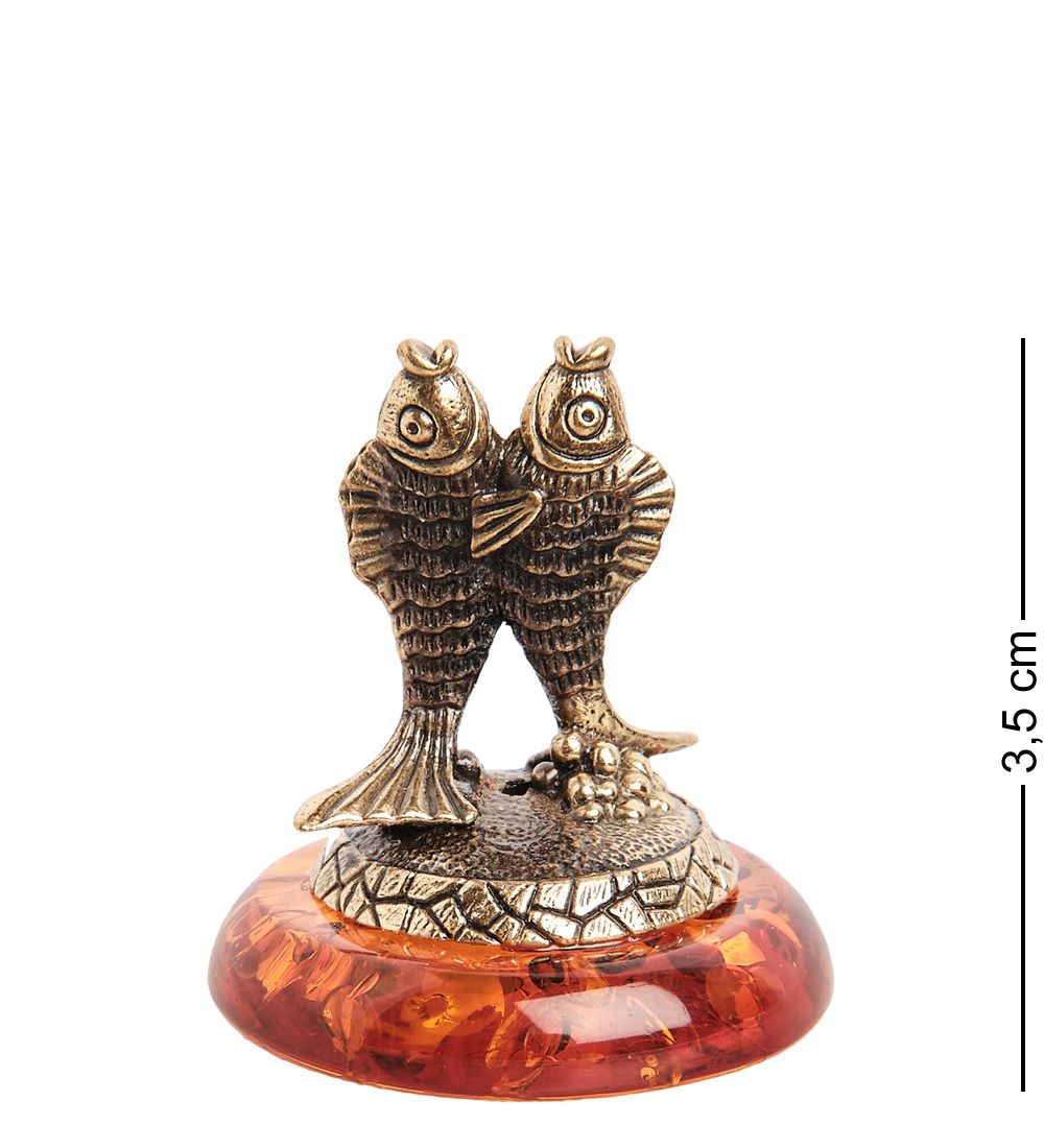 Народные промыслы AM-1783 Фигурка «Знак зодиака - Рыбы» (латунь, янтарь)