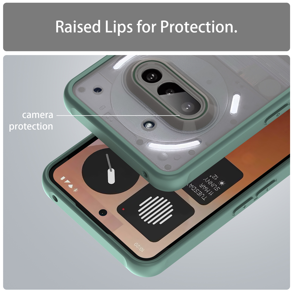 Защитный чехол с зелеными боковыми рамками для Nothing Phone 3a, задняя крышка тонированная прозрачная