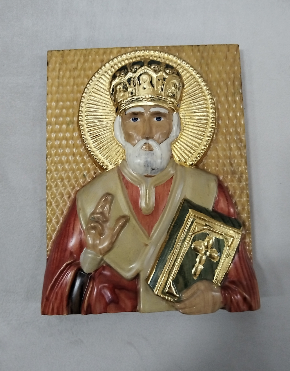 НИКОЛАЙ ЧУДОТВОРЕЦ. ИКОНА ИЗ ДЕРЕВА.