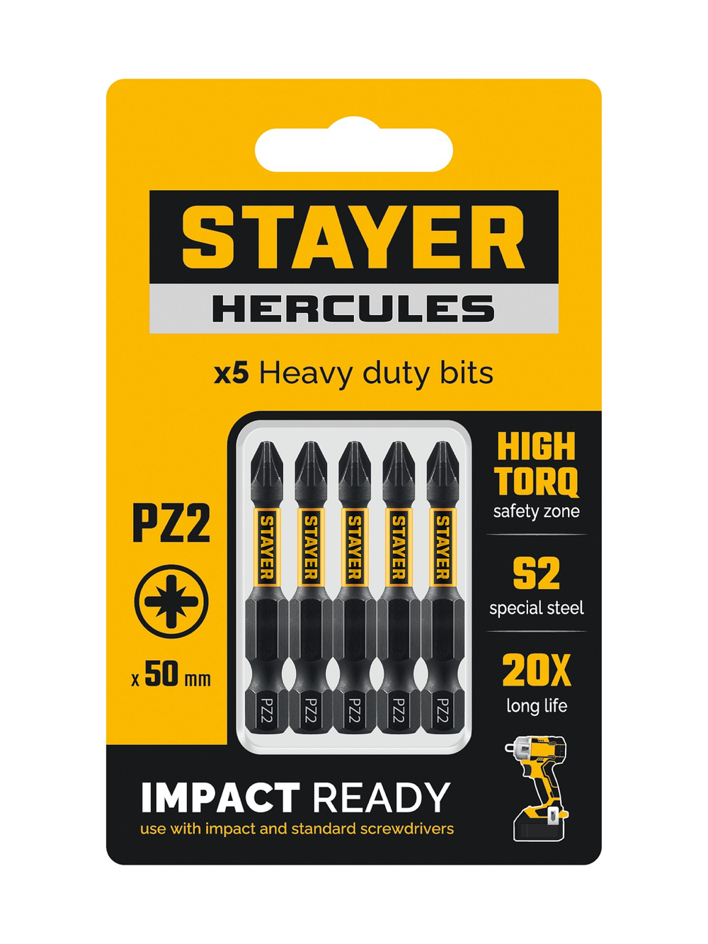 STAYER HERCULES, PZ2, 50 мм, 5 шт, торсионные биты (26233-2-50-5)