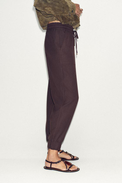 ZARA БРЮКИ С МАНЖЕТАМИ, БУРГУНДИ