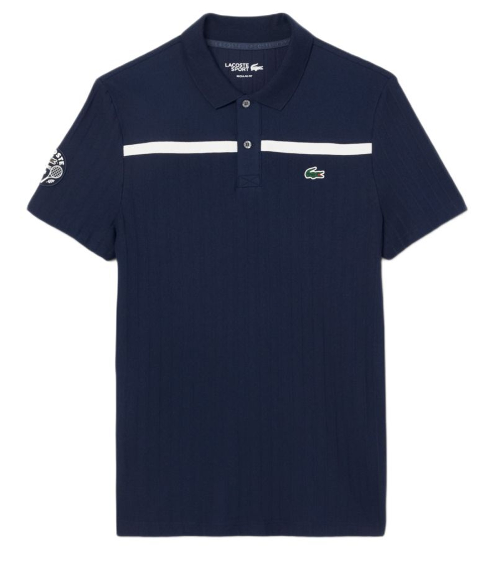 Теннисное поло Lacoste Ultra Dry Badge Accent Tennis Heritage - navy blue/white