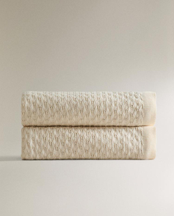 ZARA HOME ДЕТСКИЙ ПЛЕД С УЗОРОМ, ЭКРЮ