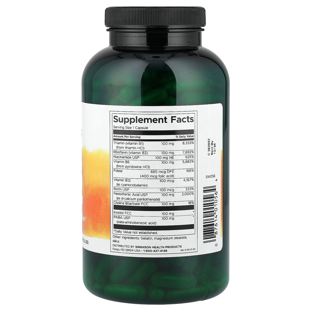 Swanson, Balance B-100 Complex, высокая эффективность, 300 капсул