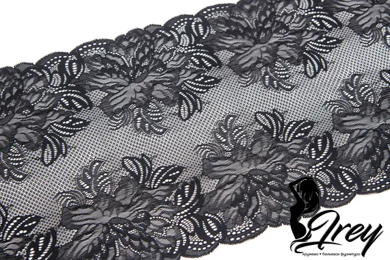 Кружево эластичное 22 см, арт. 03-115, черный