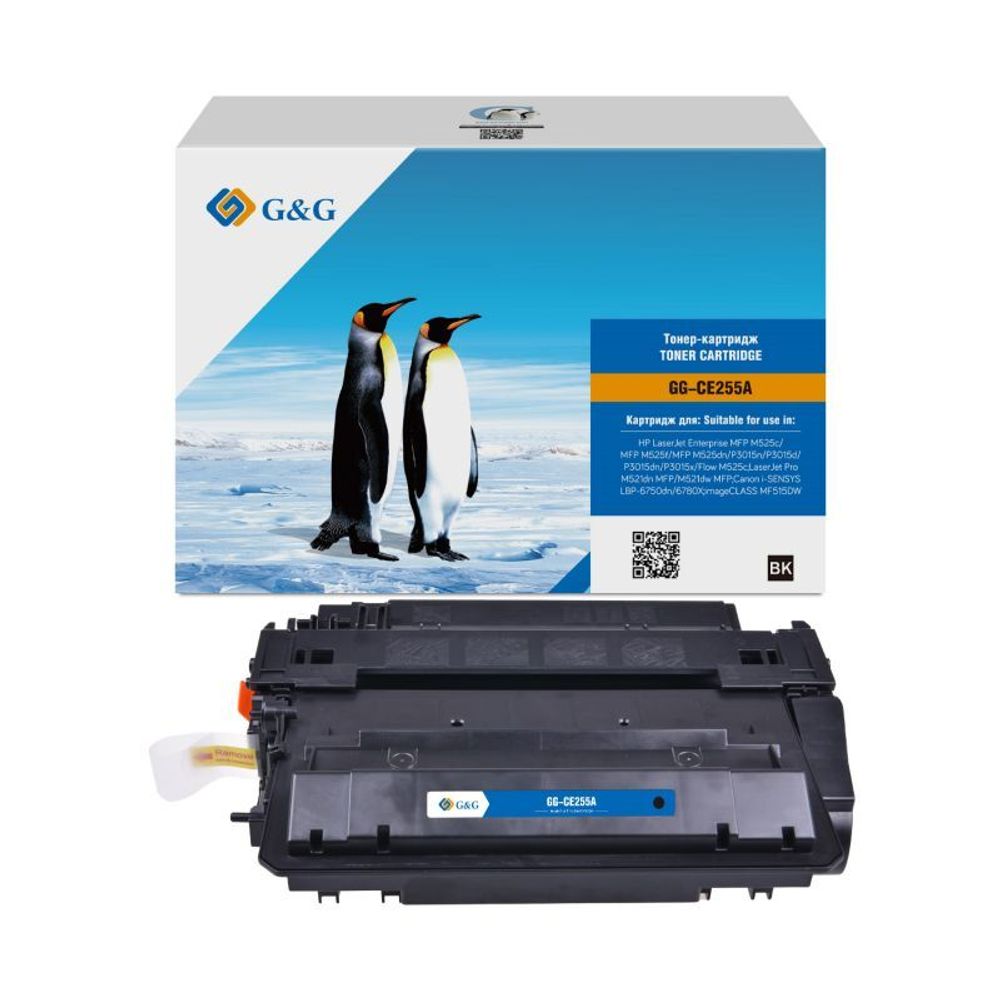 Картридж G&amp;G аналог HP CE255A (55A) для LaserJet M525/P3015/M525/M521; Canon LBP-6750dn/6780X/MF515DW