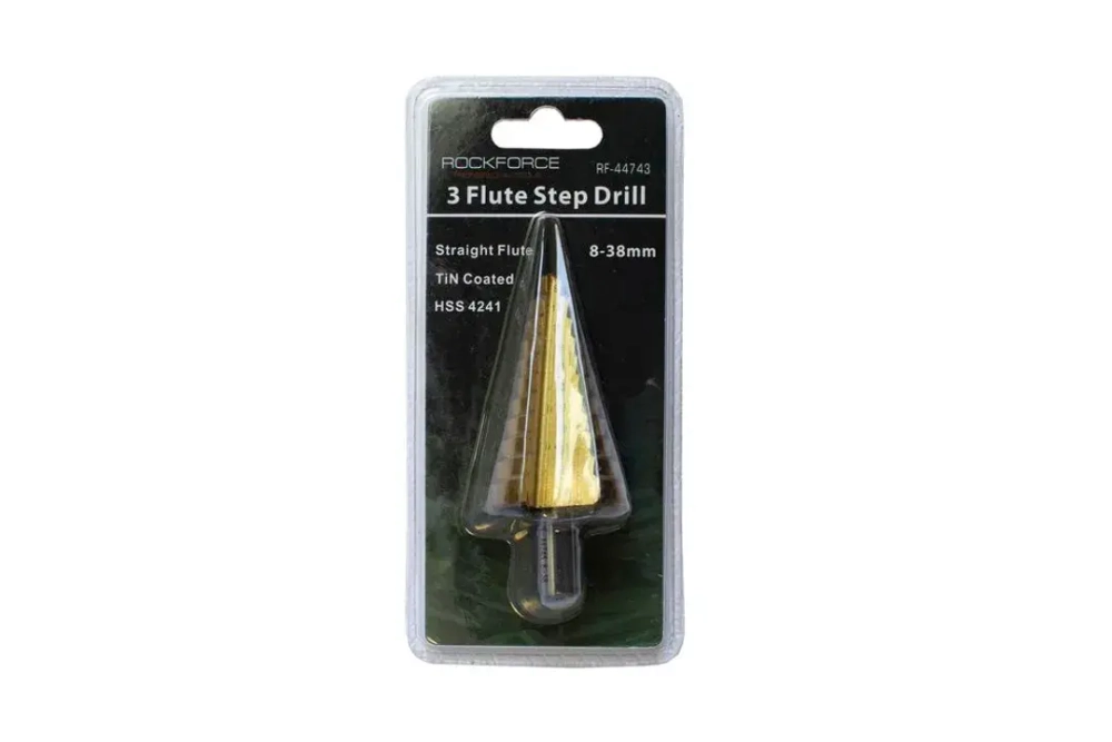 Сверло ступенчатое TIN HSS 4241(8-38мм), в блистере RockForce##Rock FORCE RF-44743