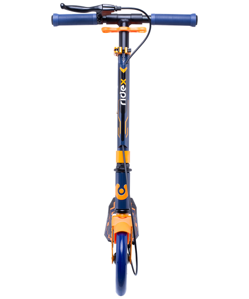 Самокат городской RIDEX Rank 200 мм, ручной тормоз, черный/оранжевый