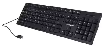 Клавиатура проводная SONNEN KB-330,USB, 104 клавиши, классический дизайн, черная