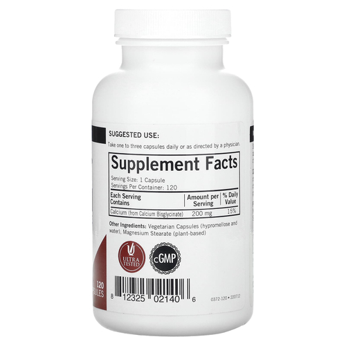 Kirkman Labs, хелатный бисглицинат кальция, 200 мг, 120 капсул