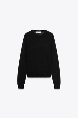 ZARA БАЗОВЫЙ ОДНОТОННЫЙ ДЖЕМПЕР, ЧЕРНЫЙ