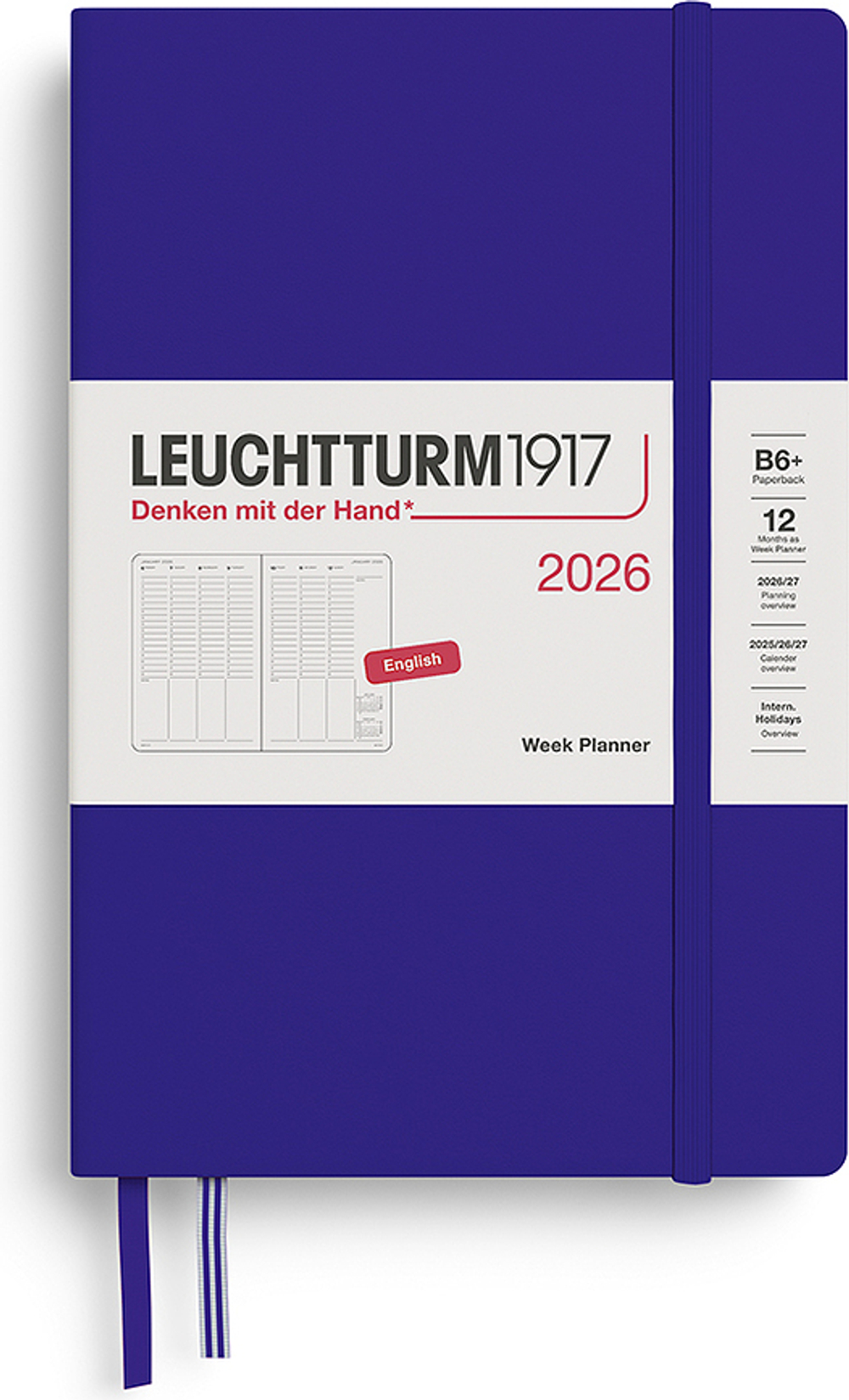 Блокнот Leuchtturm 1917, kolumnowy 2026 EN +, A5, синий