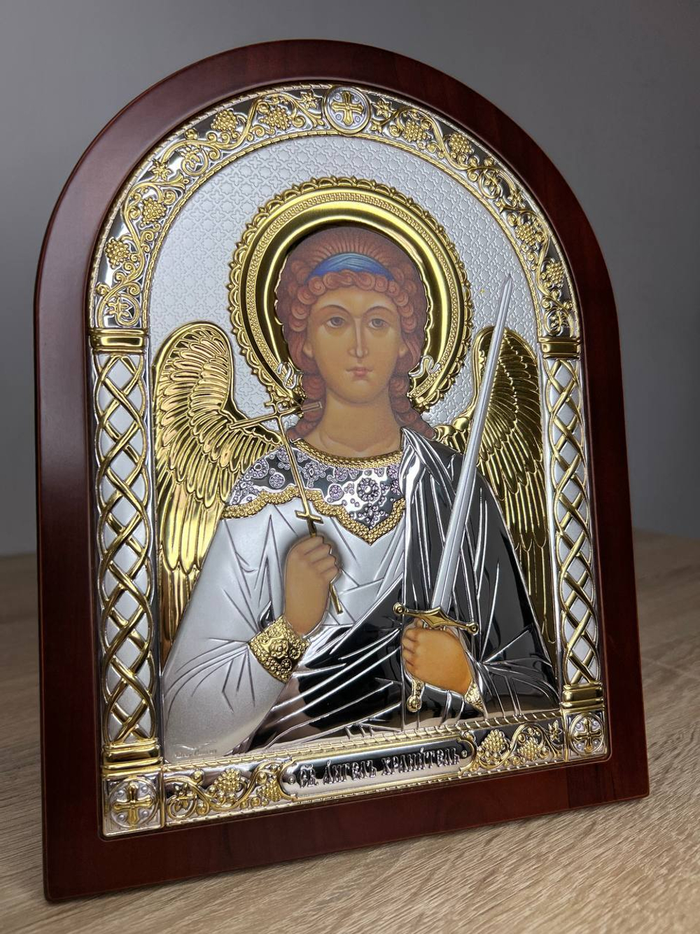 Ангел Хранитель, икона арочная, красное дерево 175х225