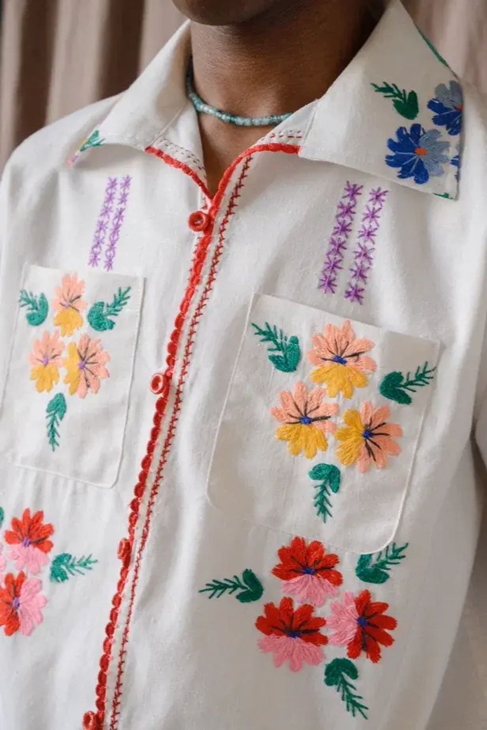 Рубашка Soeurs с Домашней Ручной Вышивкой 2 белая