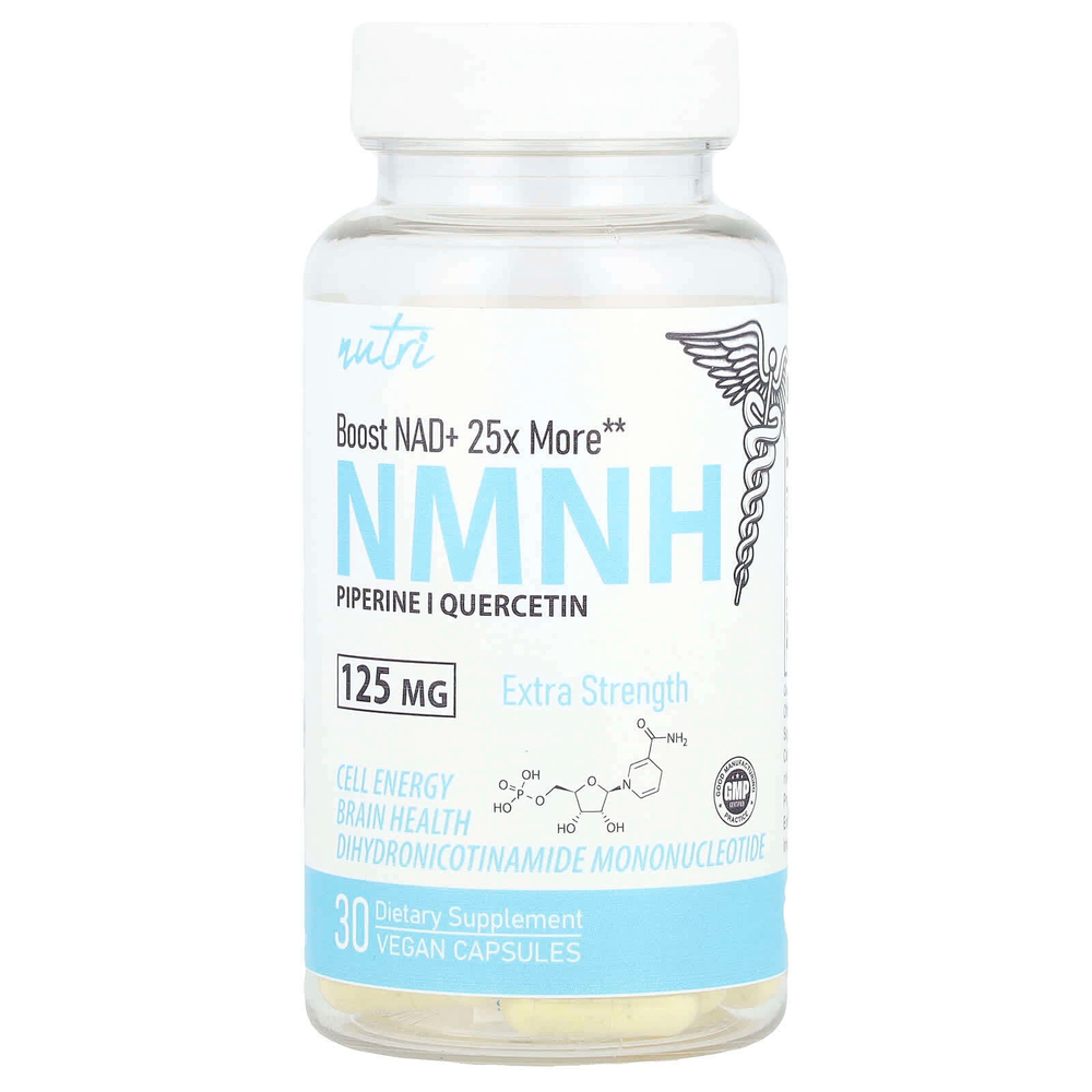 Nutri, NMNH, повышенная сила действия, 125 мг, 30 веганских капсул