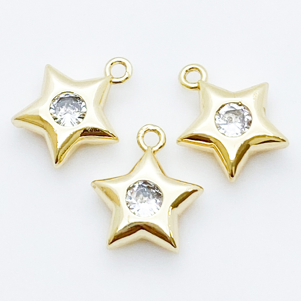 Подвеска Звезда, цвет золото, фианит, размер 13*11 мм, цена за 1 шт