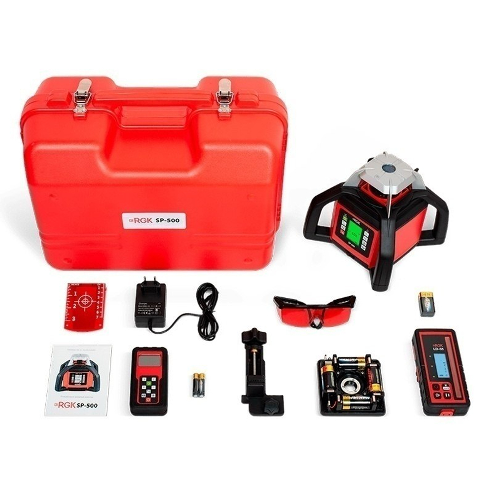 Комплект: ротационный нивелир RGK SP-500 + штатив RGK SH-170 рейка RGK LR-2 753357
