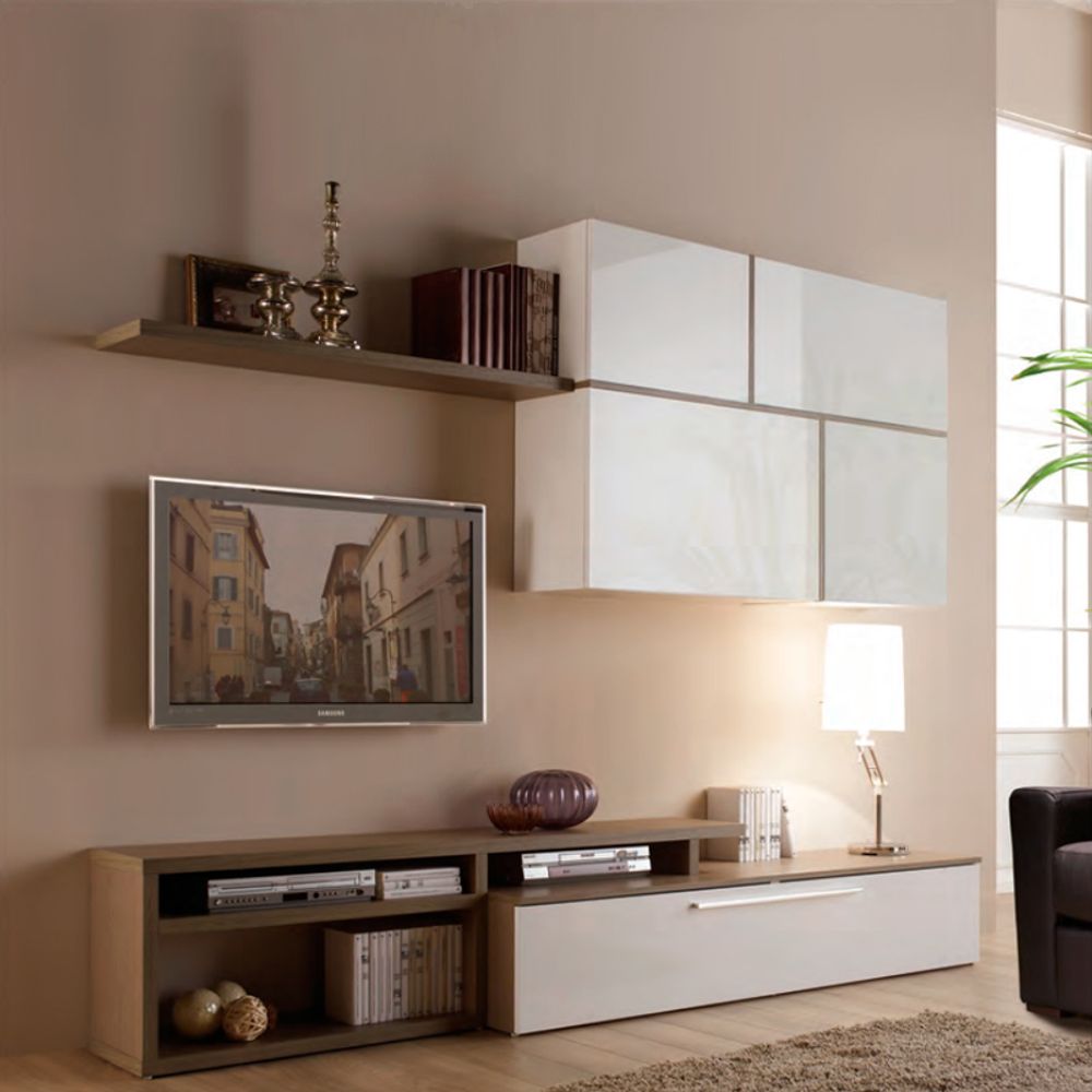 Комплект мебели для гостиной Space, цвет серая лиственница - белый глянцевый, BSPA27002