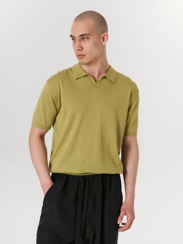 Оливковая вязаная футболка-поло LAINE