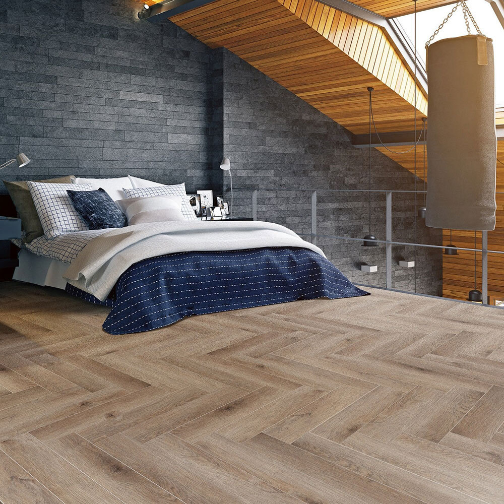 Кварцвиниловая плитка CronaFloor Herringbone ZH-82021-7 Дуб Монпелье