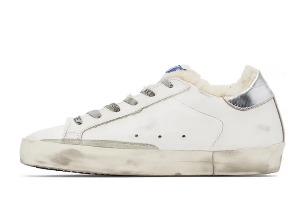 Кеды Golden Goose Exclusive White & Silver Super-Star Shearling Sneakers
