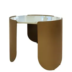 Журнальный столик Stone Antique S, Ø50х42 см, латунь, керамогранит