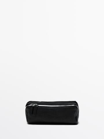 Massimo Dutti Косметичка из кожи наппа, черный