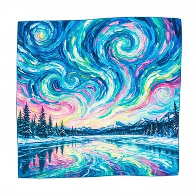 Шейный платок «Северное сияние Ван Гога», 70×70 см