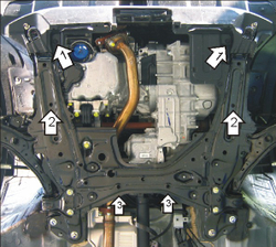 Защита картера двигателя, КПП. 2 мм, Сталь. для Honda CR-V III 2009-2012, Motodor.70809