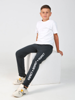 Брюки для мальчиков футер "Супер-1" тёмно-серый, р.146 (Ивашка)