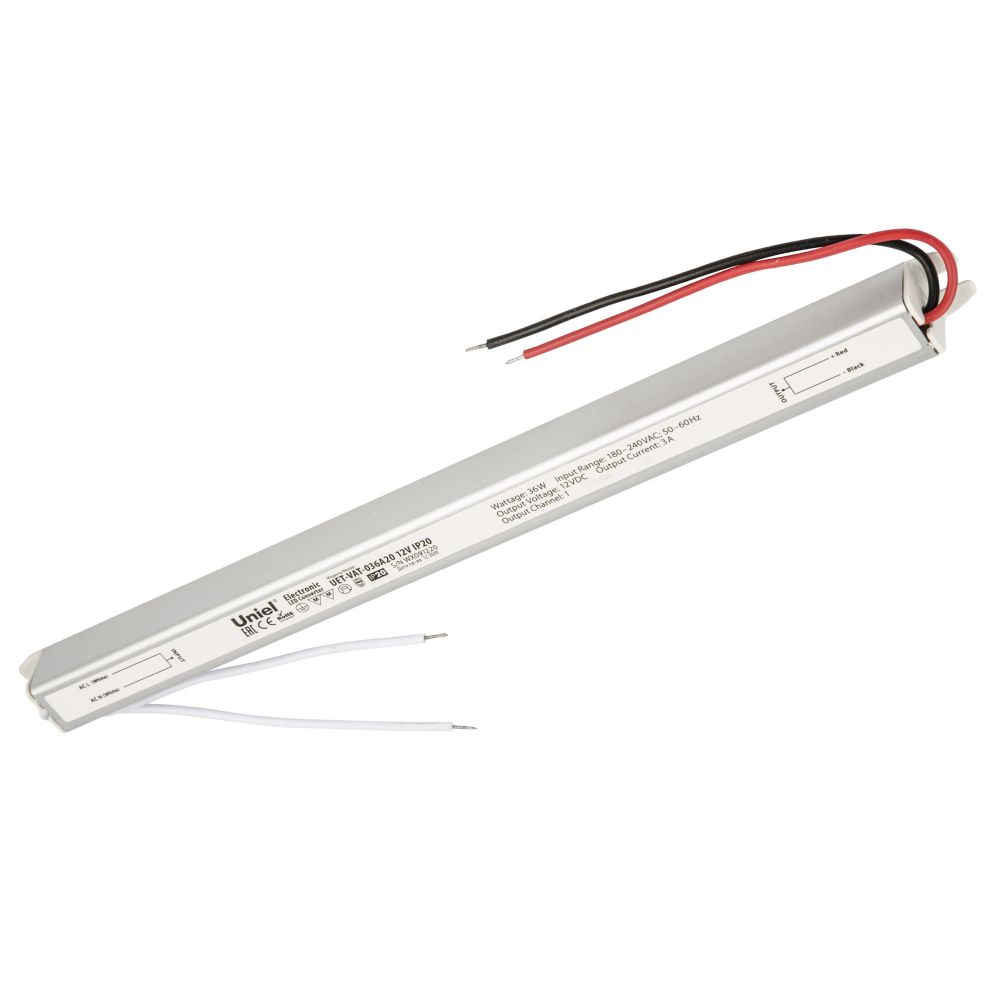 UET-VAT-036A20 12V IP20 Блок питания ультратонкий. 36Вт. Металлический корпус. TM Uniel