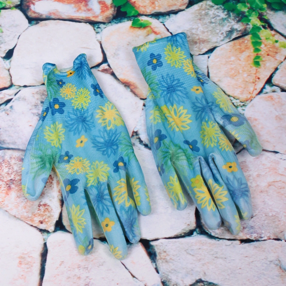 Перчатки нейлоновые «Фантазия-Васильки» с ПВХ покрытием полуоблитые 8 р-р набор 5 пар