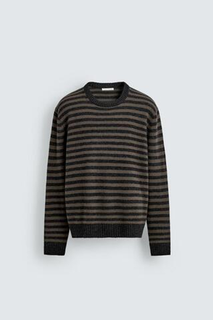 ZARA СВИТЕР ИЗ ШЕРСТИ В ПОЛОСКУ, ШОКОЛАДНЫЙ