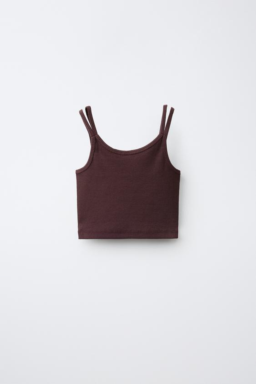 ZARA КОМПЛЕКТ В РУБЧИК ИЗ ТОПА И ПРЯМЫХ БРЮК, КОРИЧНЕВЫЙ